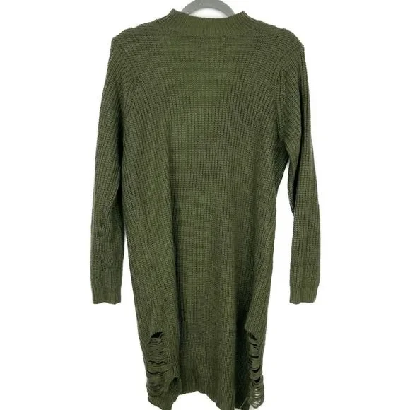 Distressed Dark Green Sweater Dress Size 1X - Picture 2 of 3